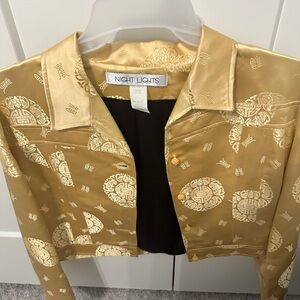 ✨ Vintage Night Lights Gold Brocade Cropped Jacket | Size 10 | Made USA